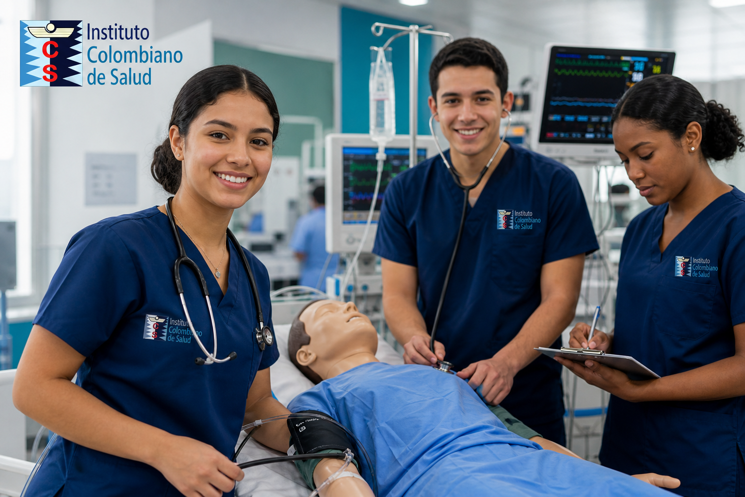 Estudiante ICOSALUD auxiliar enfermería simulación clínica Cartagena